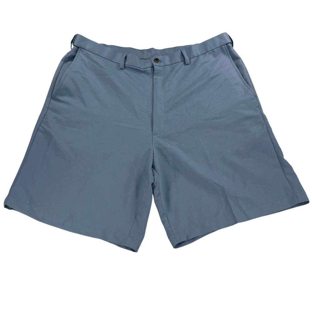Haggar Blue Chino Golf Performance Shorts Preppy Mens 40 Flat Front Twill CT30IV